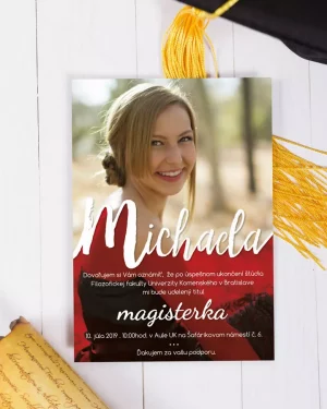 Promočné oznámenia s vlastnou fotkou, pozvánky na promóciu