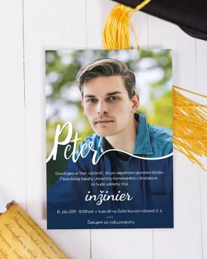 Promočné oznámenia s vlastnou fotkou, pozvánky na promóciu