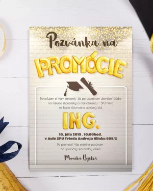 Originálne promočné oznámenia, pozvánky na promóciu