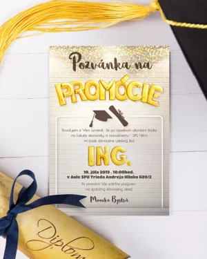 Originálne promočné oznámenia, pozvánky na promóciu