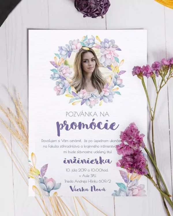 Promočné oznámenia s kvetmi a vlastnou fotkou