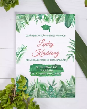 Promočné oznámenia, pozvánky na promóciu prírodný motív