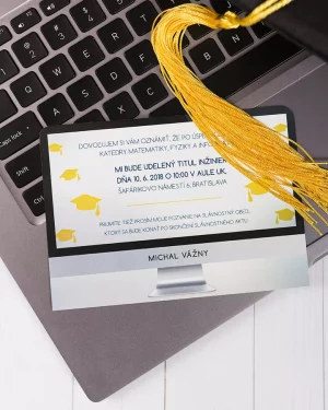 Promočné oznámenia, pozvánky na promóciu technologický motív