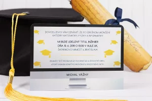 Promočné oznámenia, pozvánky na promóciu technologický motív