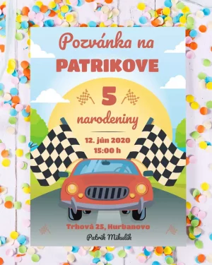 Pozvánka na detskú párty s auto motívom