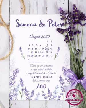 svadobné oznámenia levandula