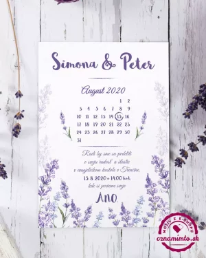 svadobné oznámenia levandula
