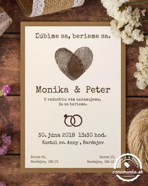jutové svadobné oznámenia