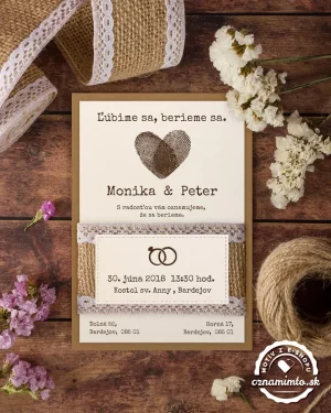 jutové svadobné oznámenia