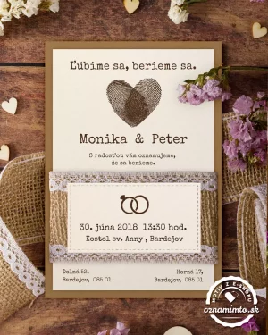 jutové svadobné oznámenia