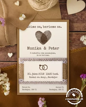 jutové svadobné oznámenia