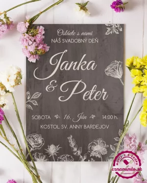 Svadobné oznámenia poľné kvety tmavé