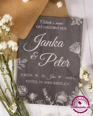 Svadobné oznámenia poľné kvety tmavé