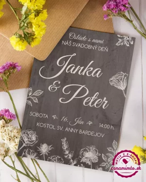 Svadobné oznámenia poľné kvety tmavé