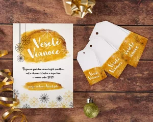 vianočný pozdrav / firemná PF karta / firemný vianočný pozdrav / vianočné prianie / pohľadnica / pf 2022 so zlatým motívom