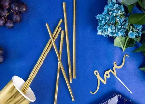 Zlaté celometalické papierové slamky na oslavu, svadbu, párty