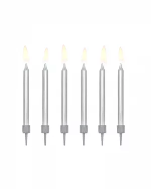 Tortové sviečky – strieborné 6cm