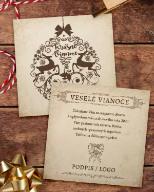 vianočný pozdrav / firemná PF karta / firemný vianočný pozdrav / vianočné prianie / pohľadnica / pf 2022 vintage motív
