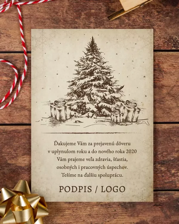 vianočný pozdrav / firemná PF karta / firemný vianočný pozdrav / vianočné prianie / pohľadnica / pf 2022 retro vianoce