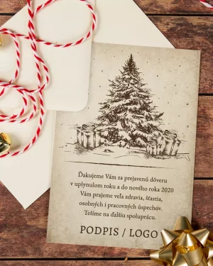 vianočný pozdrav / firemná PF karta / firemný vianočný pozdrav / vianočné prianie / pohľadnica / pf 2022 retro vianoce