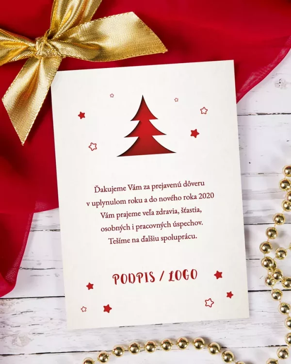 vianočný pozdrav / firemná PF karta / firemný vianočný pozdrav / vianočné prianie / pohľadnica / pf 2022 s výrezom