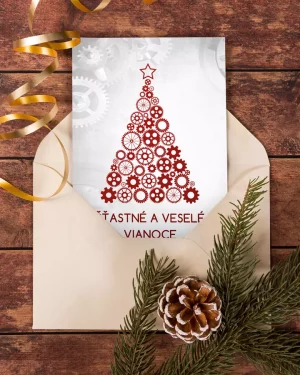 vianočný pozdrav / firemná PF karta / firemný vianočný pozdrav / vianočné prianie / pohľadnica / pf 2022 strojárenský motív