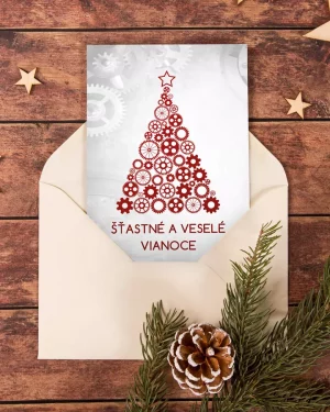 vianočný pozdrav / firemná PF karta / firemný vianočný pozdrav / vianočné prianie / pohľadnica / pf 2022 strojárenský motív