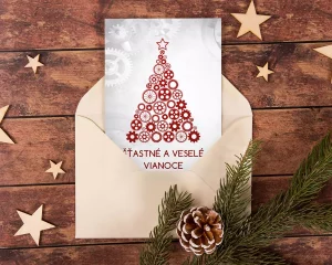 vianočný pozdrav / firemná PF karta / firemný vianočný pozdrav / vianočné prianie / pohľadnica / pf 2022 strojárenský motív