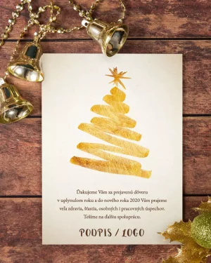 vianočný pozdrav / firemná PF karta / firemný vianočný pozdrav / vianočné prianie / pohľadnica / pf 2022 zlatý strom