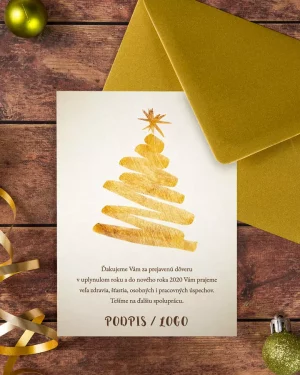 vianočný pozdrav / firemná PF karta / firemný vianočný pozdrav / vianočné prianie / pohľadnica / pf 2022 zlatý strom