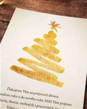 vianočný pozdrav / firemná PF karta / firemný vianočný pozdrav / vianočné prianie / pohľadnica / pf 2022 zlatý strom