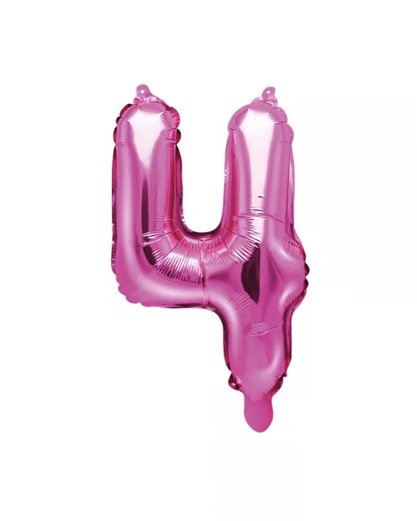 Balón číslo 4 štyri fóliový ružový 35cm