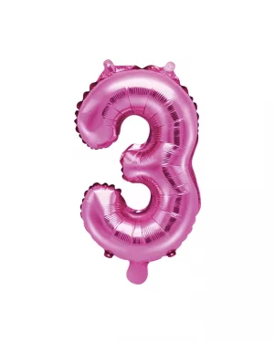 Balón číslo 3 tri fóliový ružový 35cm