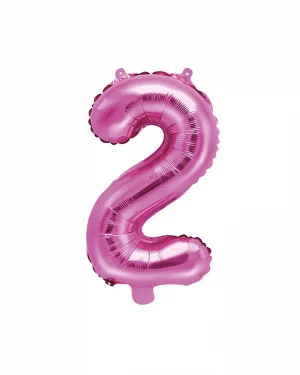 Balón číslo 2 dva fóliový ružový 35cm
