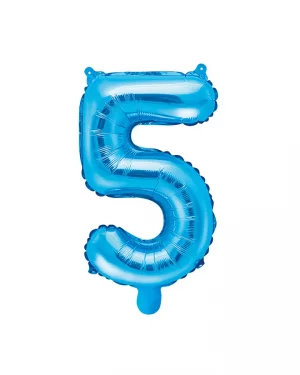 Balón číslo 5 päť fóliový modrý 35cm