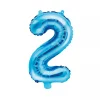 Balón číslo 2 dva fóliový modrý 35cm