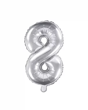 Balón číslo 8 osem fóliový strieborný 35cm