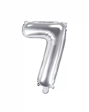 Balón číslo 7 sedem fóliový strieborný 35cm