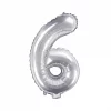 Balón číslo 6 šesťfóliový strieborný 35cm