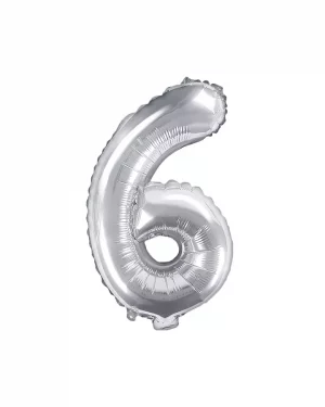Balón číslo 6 šesťfóliový strieborný 35cm