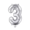 Balón číslo 3 tri fóliový strieborný 35cm