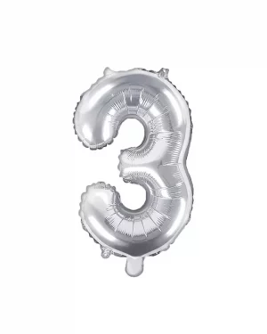 Balón číslo 3 tri fóliový strieborný 35cm
