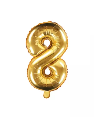 Balón číslo 8 osem fóliový zlatý 35cm