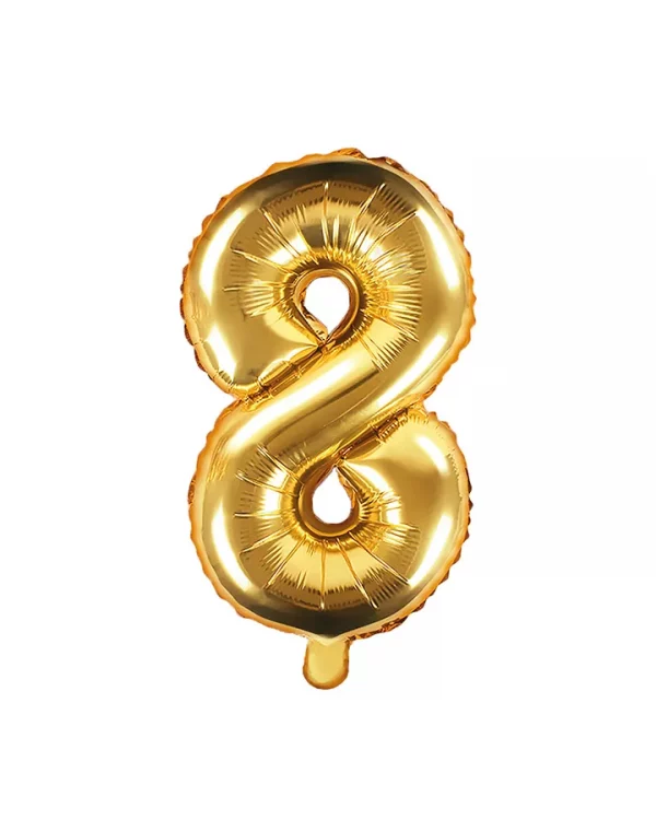 Balón číslo 8 osem fóliový zlatý 35cm