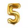 Balón číslo 5 päť fóliový zlatý 35cm