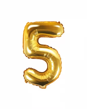 Balón číslo 5 päť fóliový zlatý 35cm