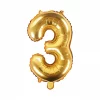 Balón číslo 3 tri fóliový zlatý 35cm
