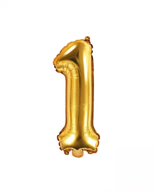 Balón číslo 1 jeden fóliový zlatý 35cm