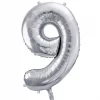 Balón číslo 9 deväť fóliový strieborný 86cm