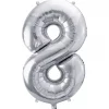 Balón číslo 8 osem fóliový strieborný 86cm